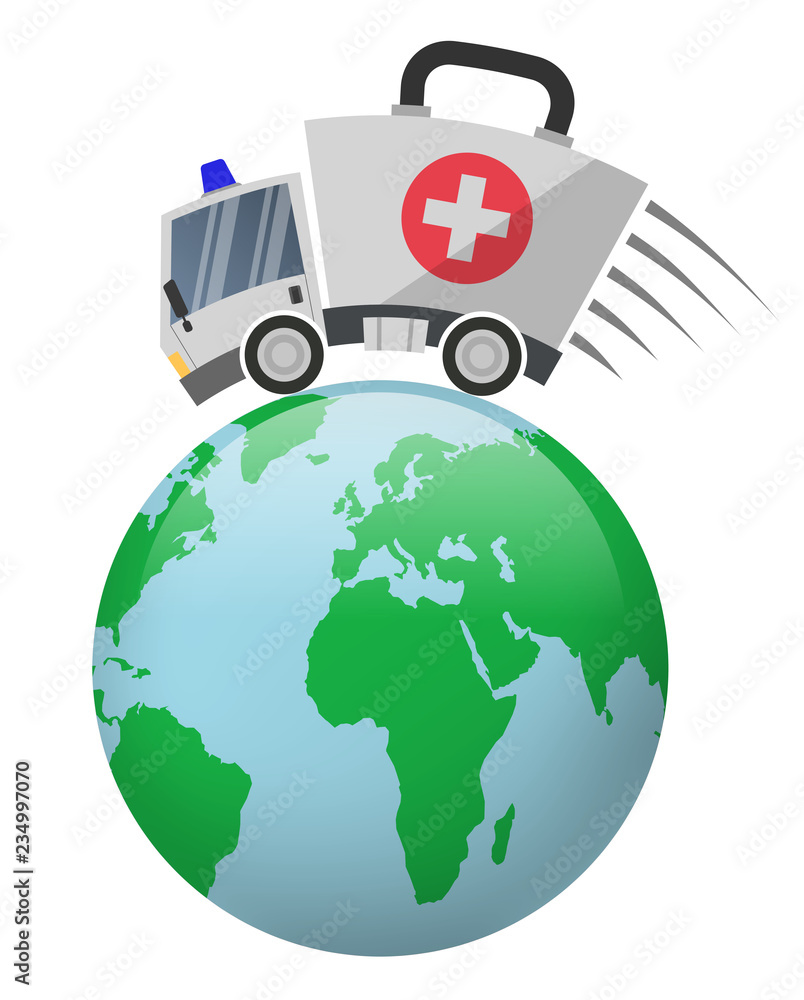 Fototapeta premium Ambulance car emergency auto as first aid kit