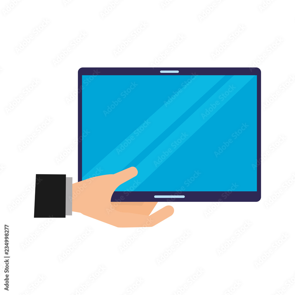 hand with tablet computer device hand with tablet computer device