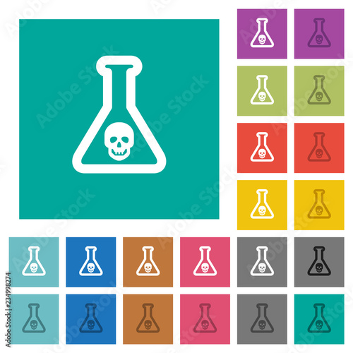 Dangerous chemical experiment square flat multi colored icons