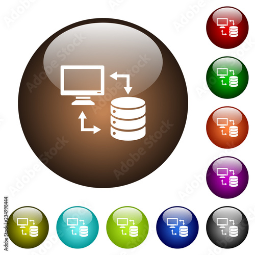 Syncronize data with database color glass buttons photo