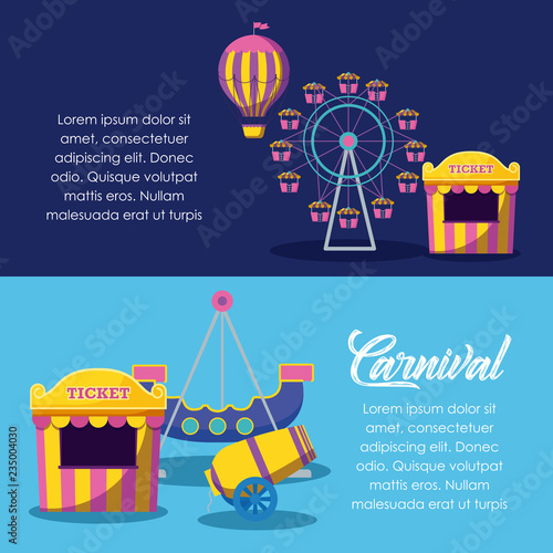 circus tent sale ticket with set icons