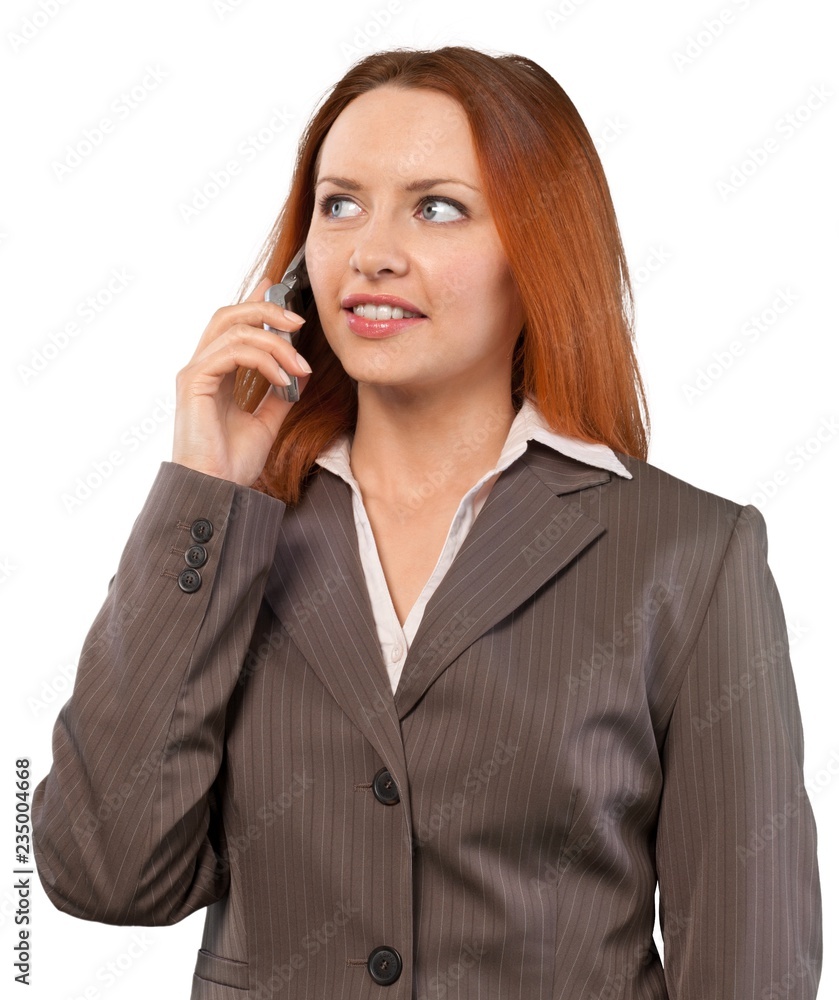 Businesswoman Talking On The Phone - Isolated Businesswoman Talking On The Phone - Isolated