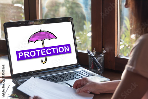 Protection concept on a laptop screen