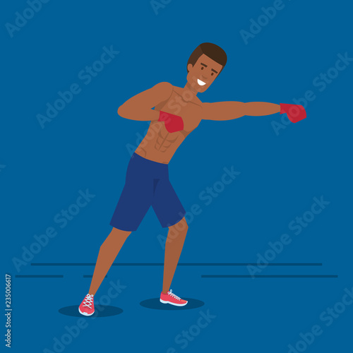 man practicing boxing character