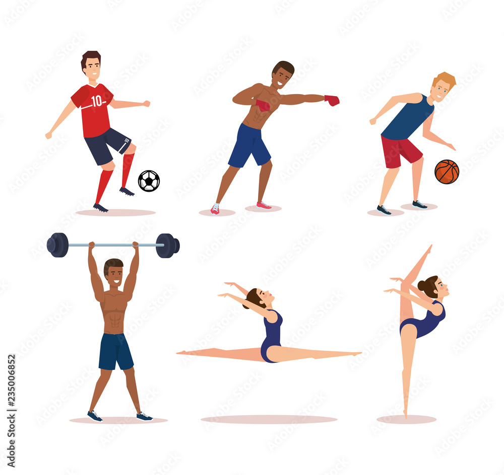 group of athletes practicing exercices