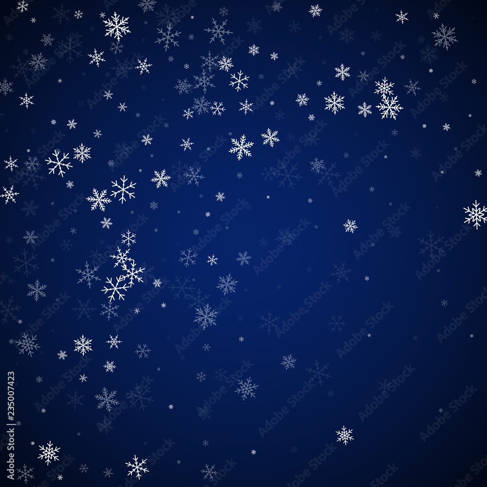 Sparse snowfall Christmas background. Subtle flyin