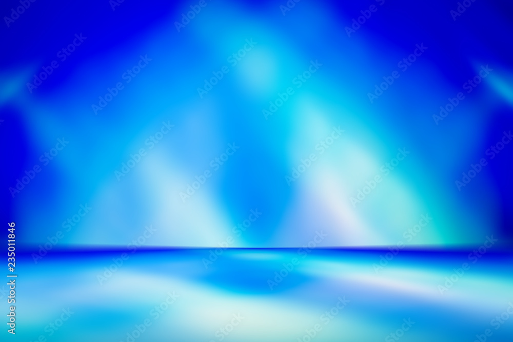 Blue empty room studio gradient used for background and display your product