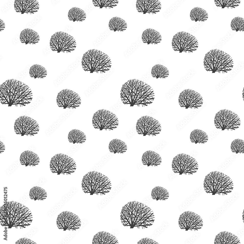 Skeleton dark gray color trees on white background. Seamless pattern. Vector illustration Skeleton dark gray color trees on white background. Seamless pattern. Vector illustration