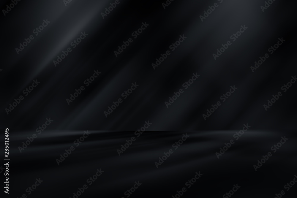 Dark black studio room with spotlight backdrop wallpaper, blank