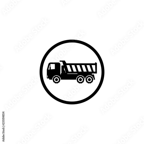 Icon dump truck with a straight cab on a white background