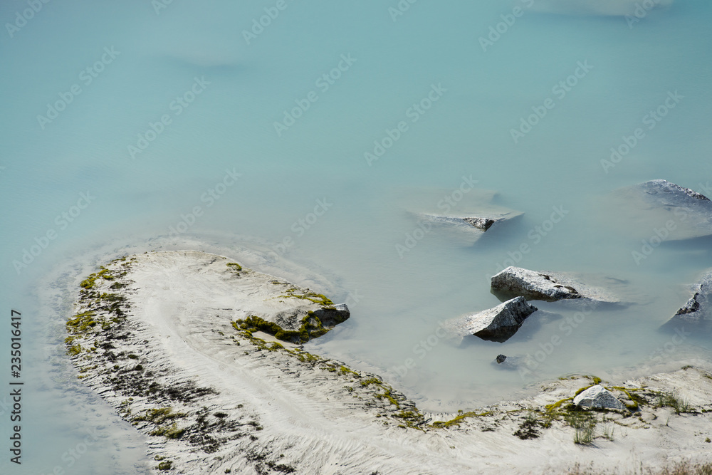 Shape of a seahorse in the sand and gravel moraine in the meltwater river of the Svelgabreen glacier Shape of a seahorse in the sand and gravel moraine in the meltwater river of the Svelgabreen glacier