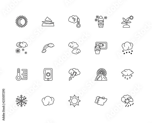 Collection of 20 meterology linear icons such as Temperature, Cl