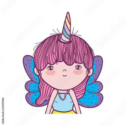 cute little fairy with unicorn horns character