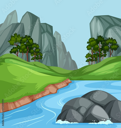 Nature river landscape background
