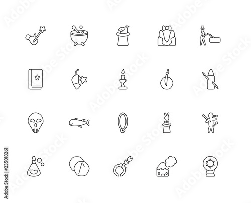 Collection of 20 Magic linear icons such as Skull, Esoteric, Smo