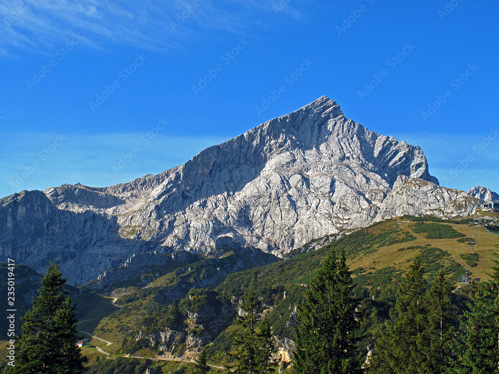 Fototapeta premium Mount Alpspitze in Bavarian Alps, Germany. Alpspitze is the second highest mountain in Germany.