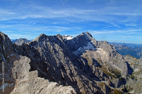 Mount Zugspitze in Bavarian Alps, Germany. Alpspitze is the highest mountain in Germany.