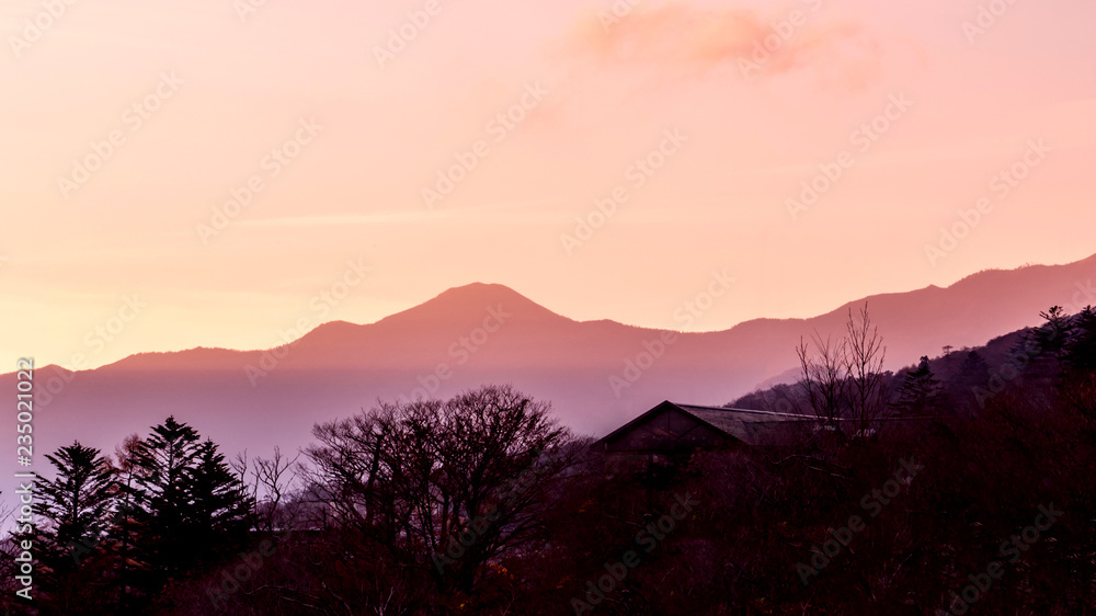 View of Mt. Kintoki (Ashigara) at sunset