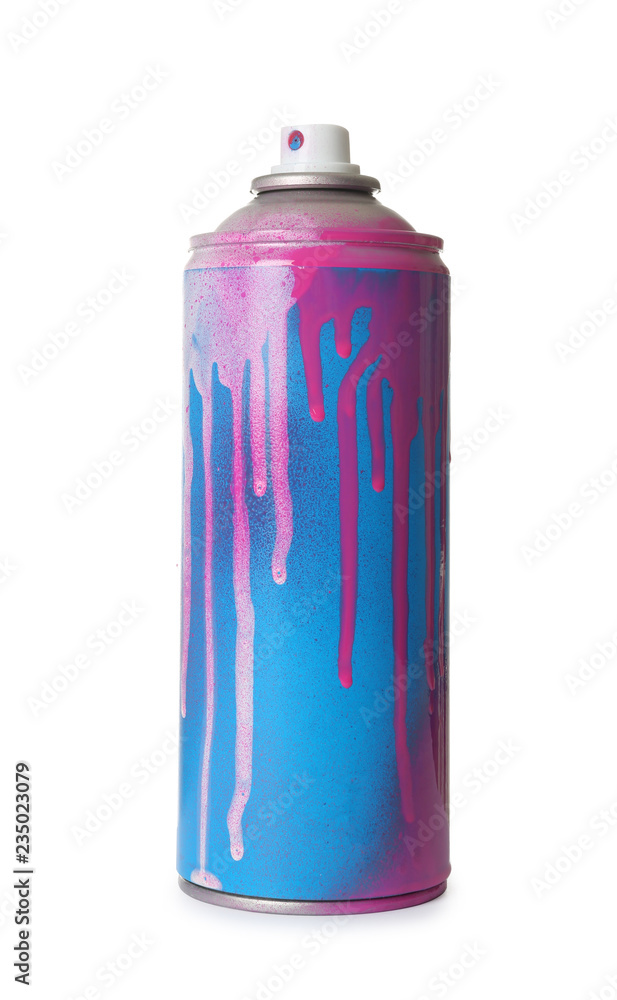 Used can of spray paint on white background Used can of spray paint on white background