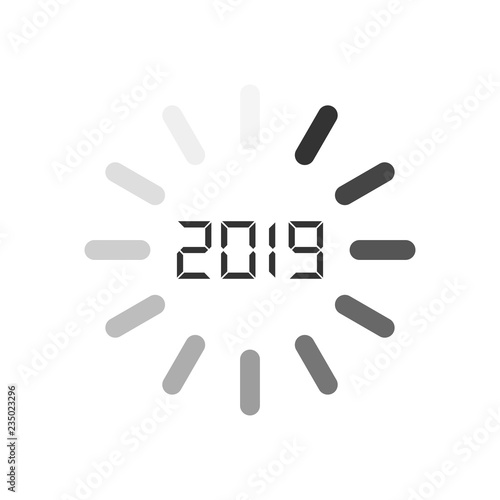 Happy new 2019 year. Greetings card. Colorful design. Vector illustration.