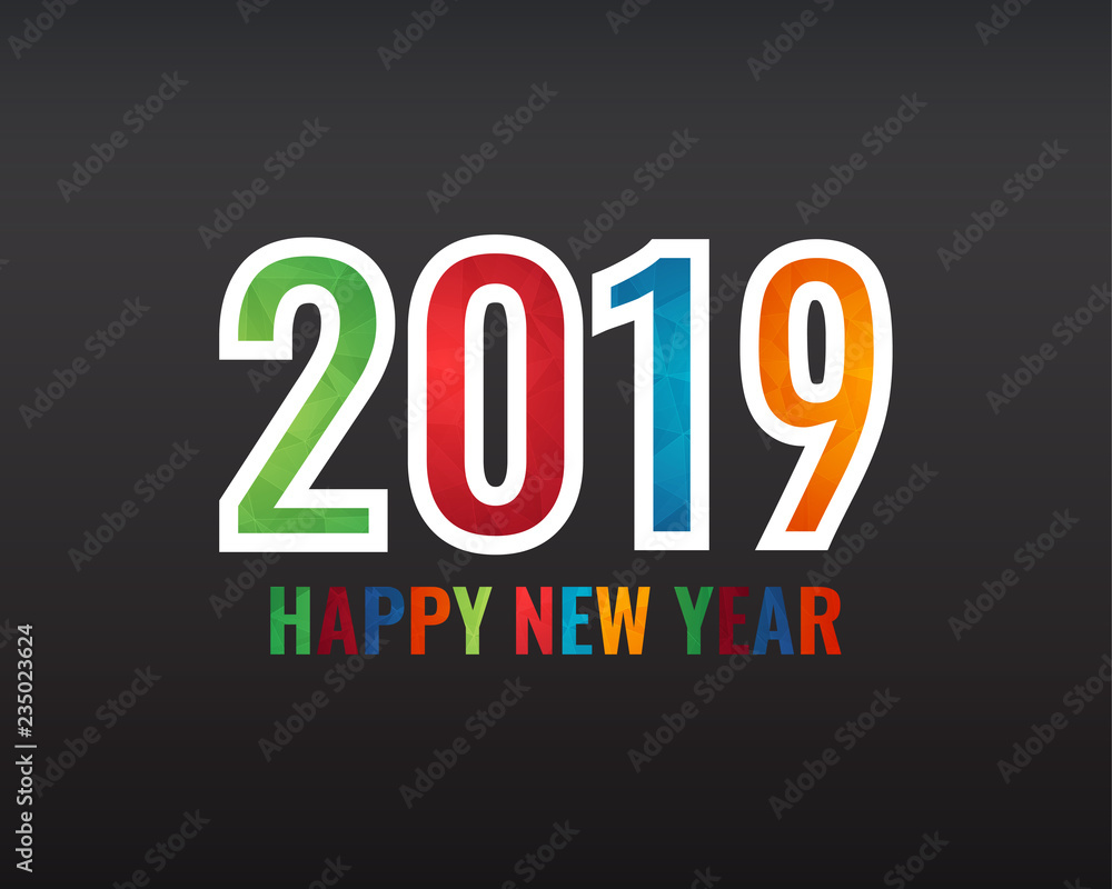 Happy new 2019 year. Greetings card. Colorful design. Vector illustration. Happy new 2019 year. Greetings card. Colorful design. Vector illustration.