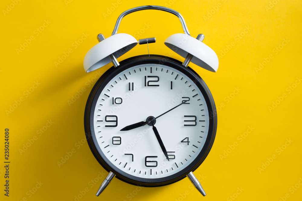 Alarm Clock With Yellow Background Alarm Clock With Yellow Background