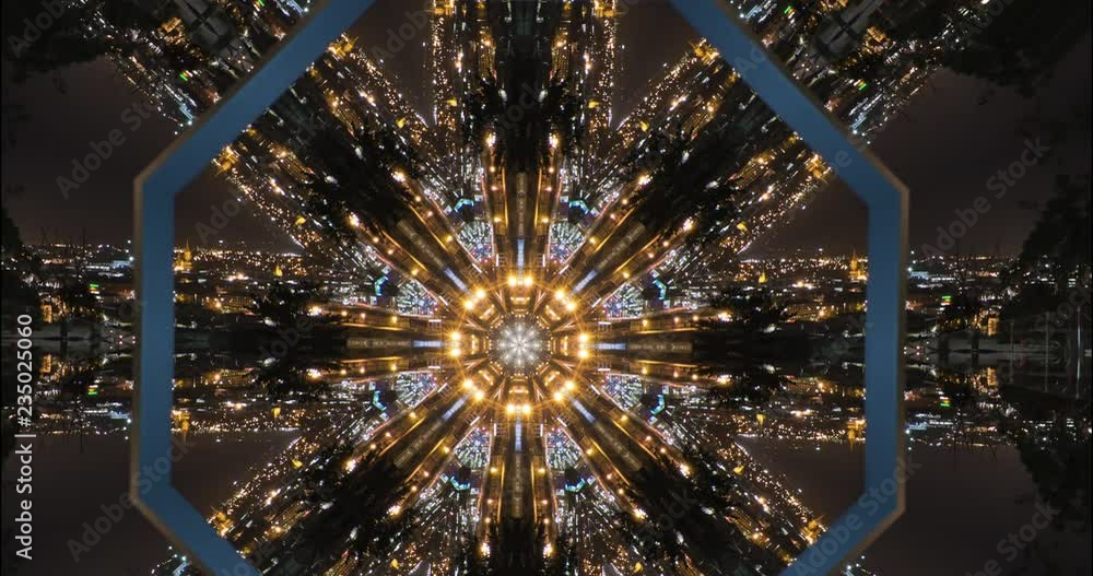 Night star futuristic city Kaleidoscope patterns Night star futuristic city Kaleidoscope patterns