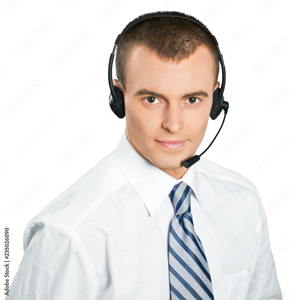 Young Customer Service Representative - Isolated Young Customer Service Representative - Isolated
