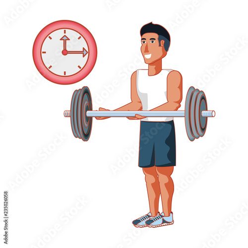 young athletic man with dumbbell sport