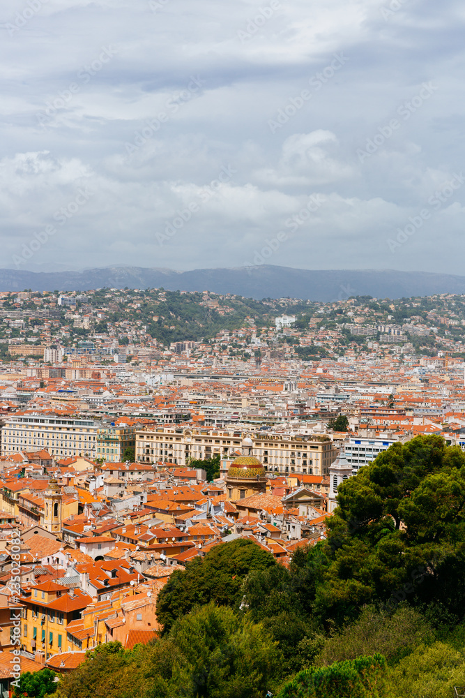 Houses and buildings of the old town of Nice, France from Castle Hill