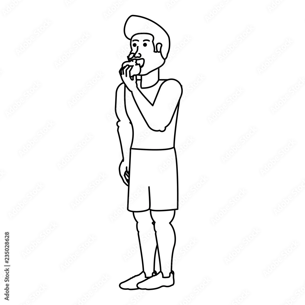 young athletic man eating apple young athletic man eating apple