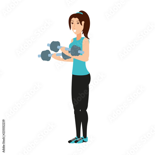 young athletic woman with dumbbells sport