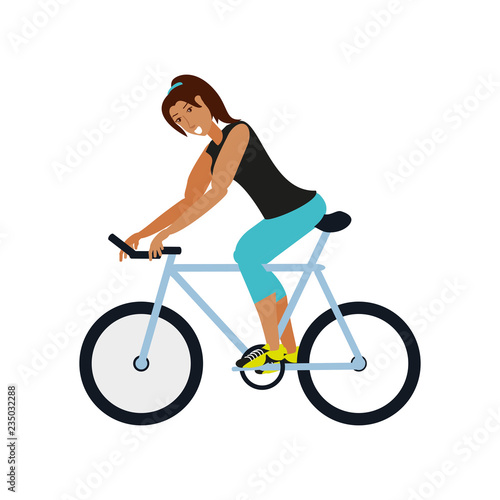 young athletic woman in bicycle