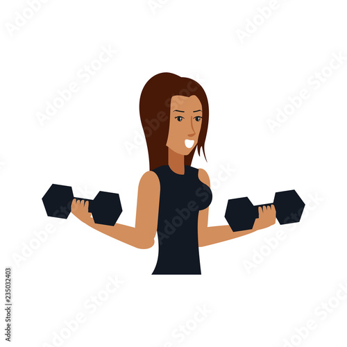 young athletic woman with dumbbells sport