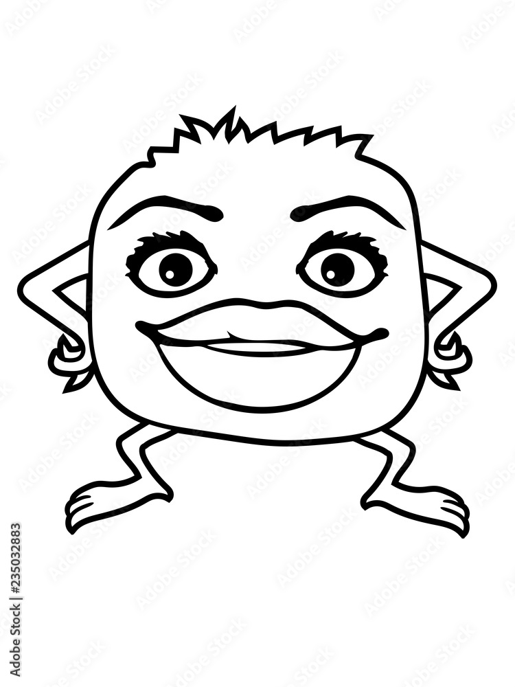 Fototapeta premium frau mädchen weiblich klein frech lustig süß niedlich monster hübsch schön lippen augen comic cartoon clipart
