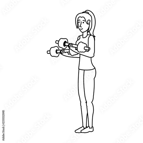 young athletic woman with dumbbells sport