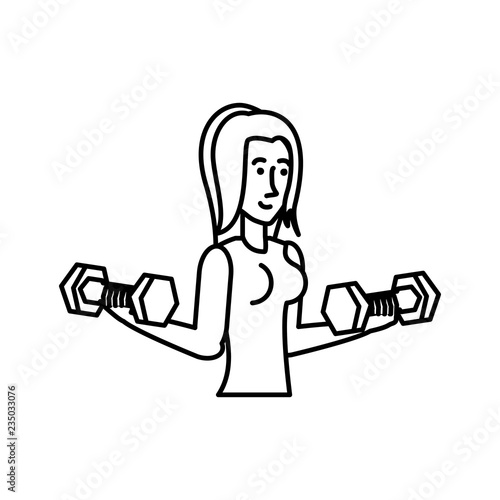 young athletic woman with dumbbells sport