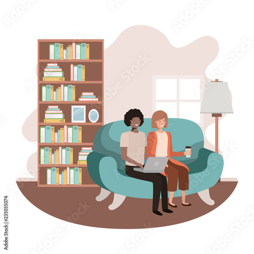 couple using laptop in the livingroom