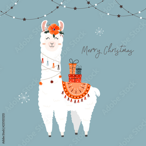 Cute Christmas llama.