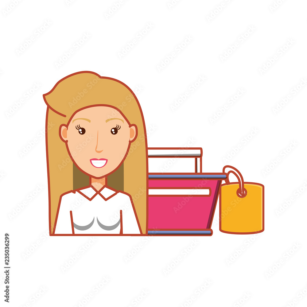 young woman with shopping basket