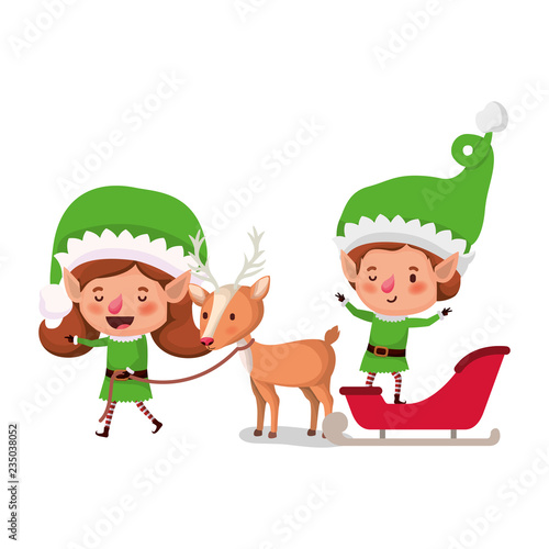 elves on sleigh with reindeer avatar character
