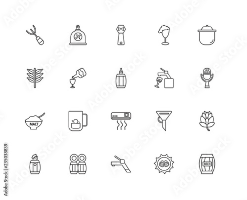 Collection of 20 Alcohol linear icons such as Malt, Barrel, Bott