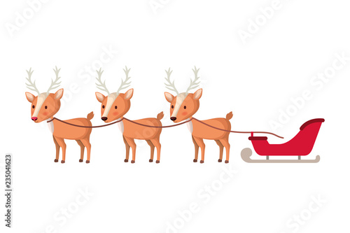 sledge with reindeer isolated icon