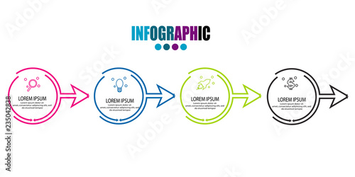 simple infographic timeline with thin line arrow