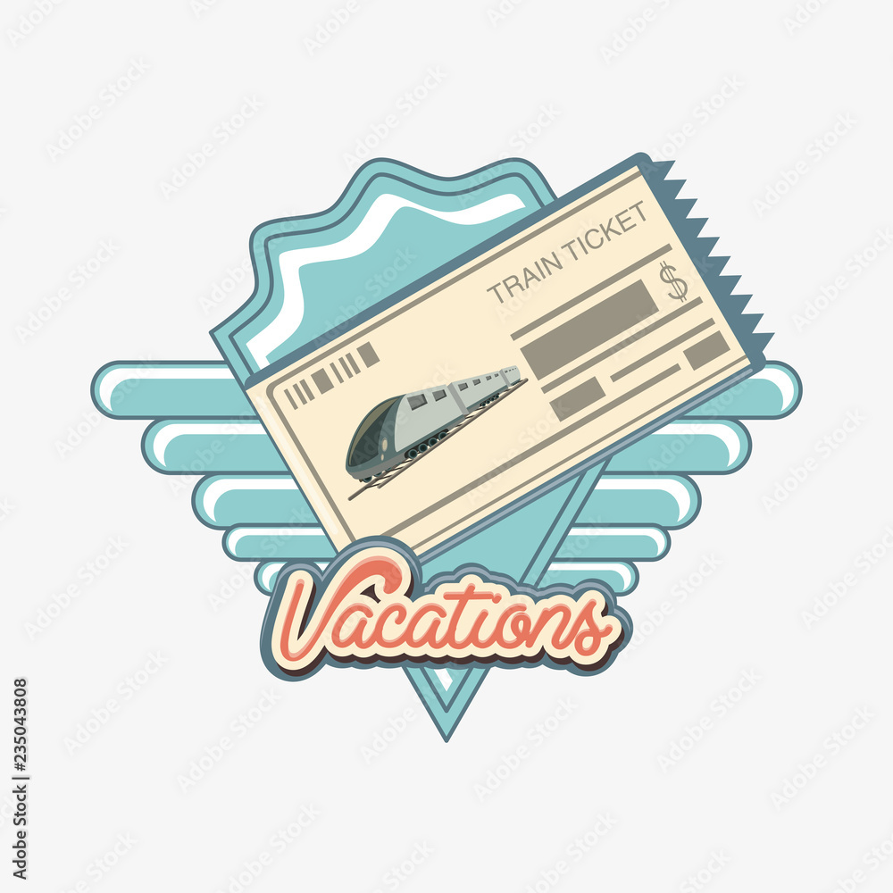 Fototapeta premium travel vacation train ticket icon vector ilustration