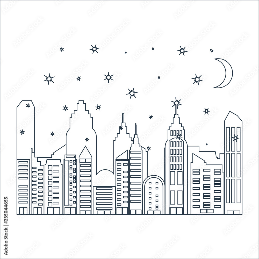 cityscape with buildings scene night