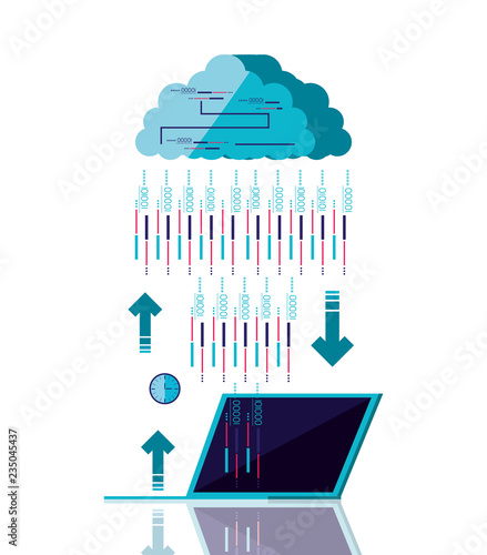 cloud computer with laptop computer and circuit