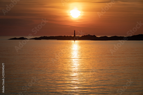 Sunset on lighthouse in Norway