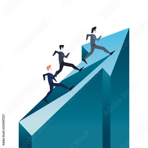 businessmen climbing financial arrow © djvstock