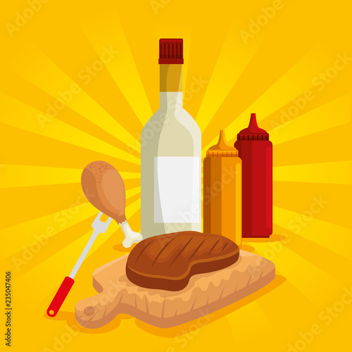 meat and thigh with bbq sauces preparation